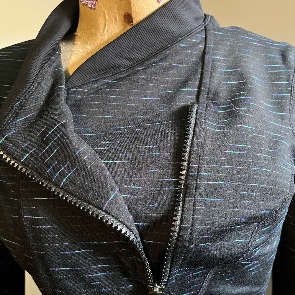 Zella Black Bomber Jacket with Blue Highlights